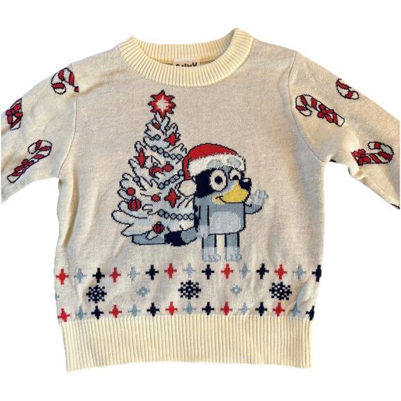 New with Tags Bluey Christmas Tree Holiday Sweater White Size 18 Months - Picture 2 of 9